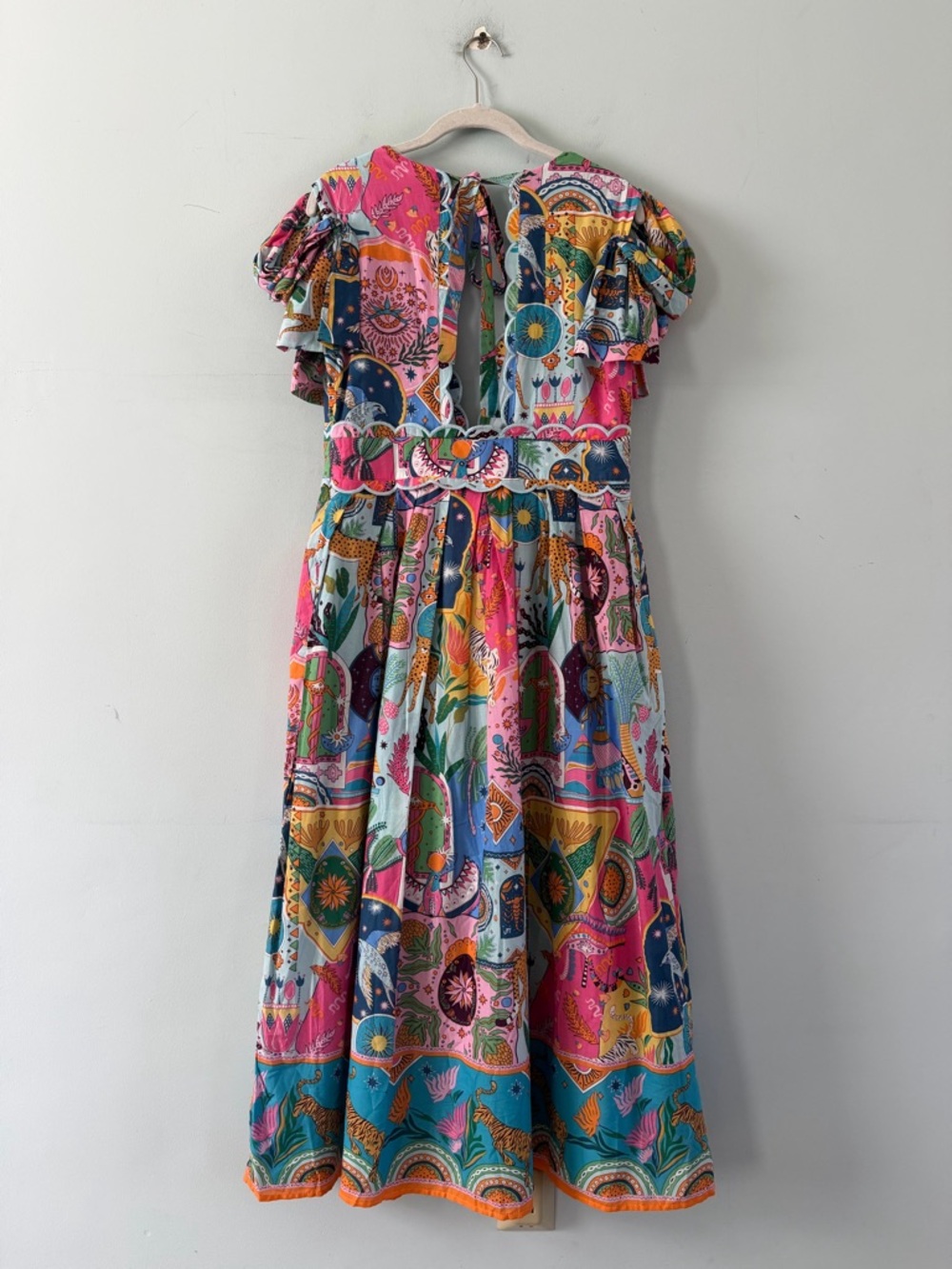 NWT J.Marie Sloane Bow Sleeve Celestial Zodiac Colorful Boho Midi Dress - Picture 3 of 5